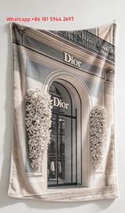 Classic Dior Floral Storefront Flannel Sofa Throw Blanket D289